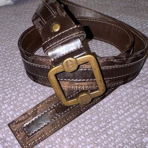 Dark Brown Leather Belt Bag with Brass Buckle